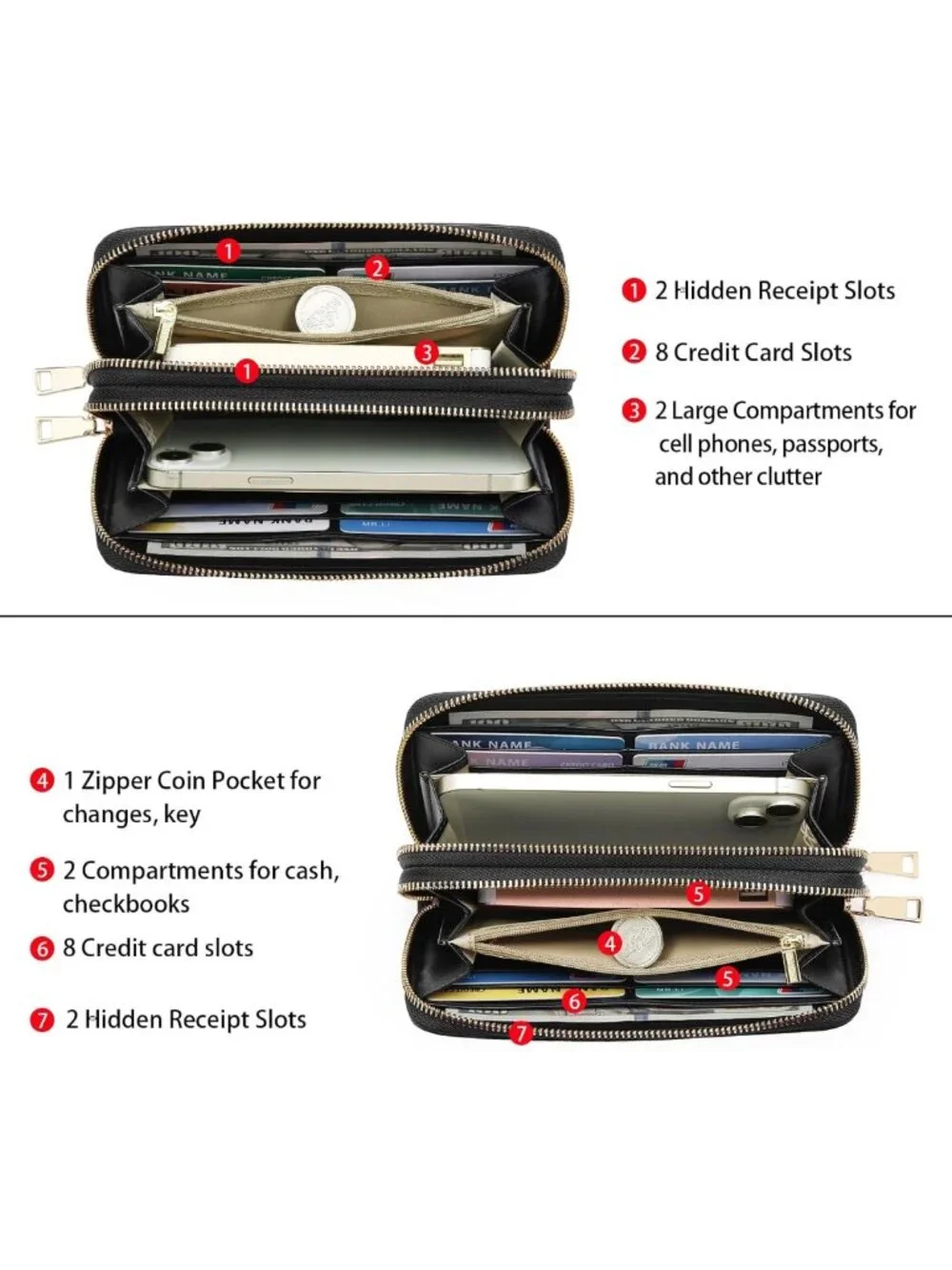 Stylish Women's RFID Blocking Leather Wristlet Wallet - Secure & Chic Accessory